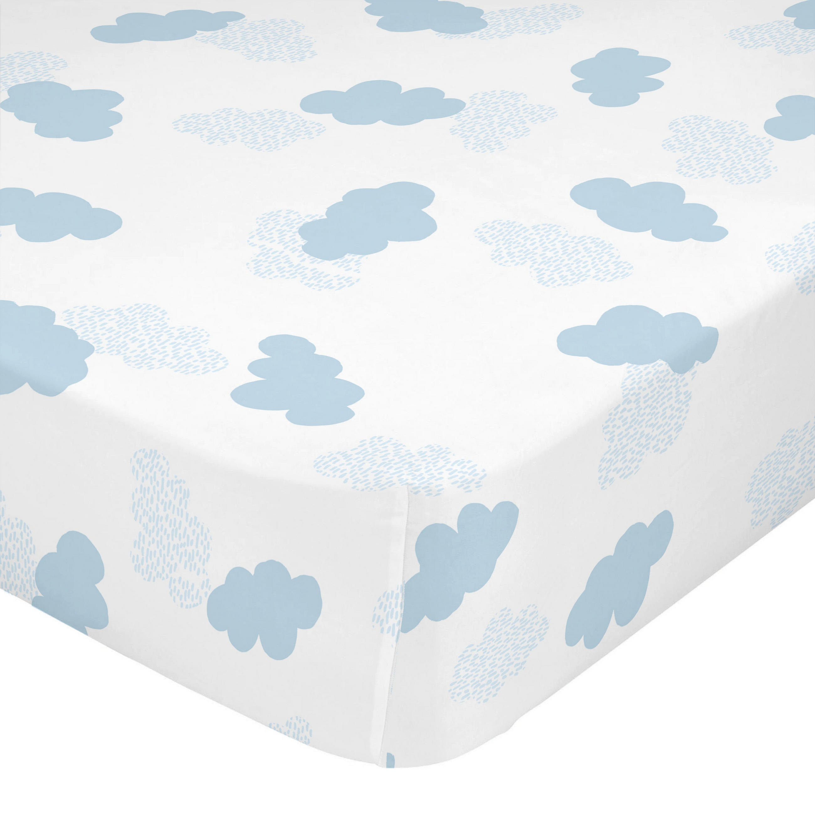 SPANNBETTTUCH clouds 105x200x32 cm blau - Blau, Textil (105/200cm) - Happy Friday