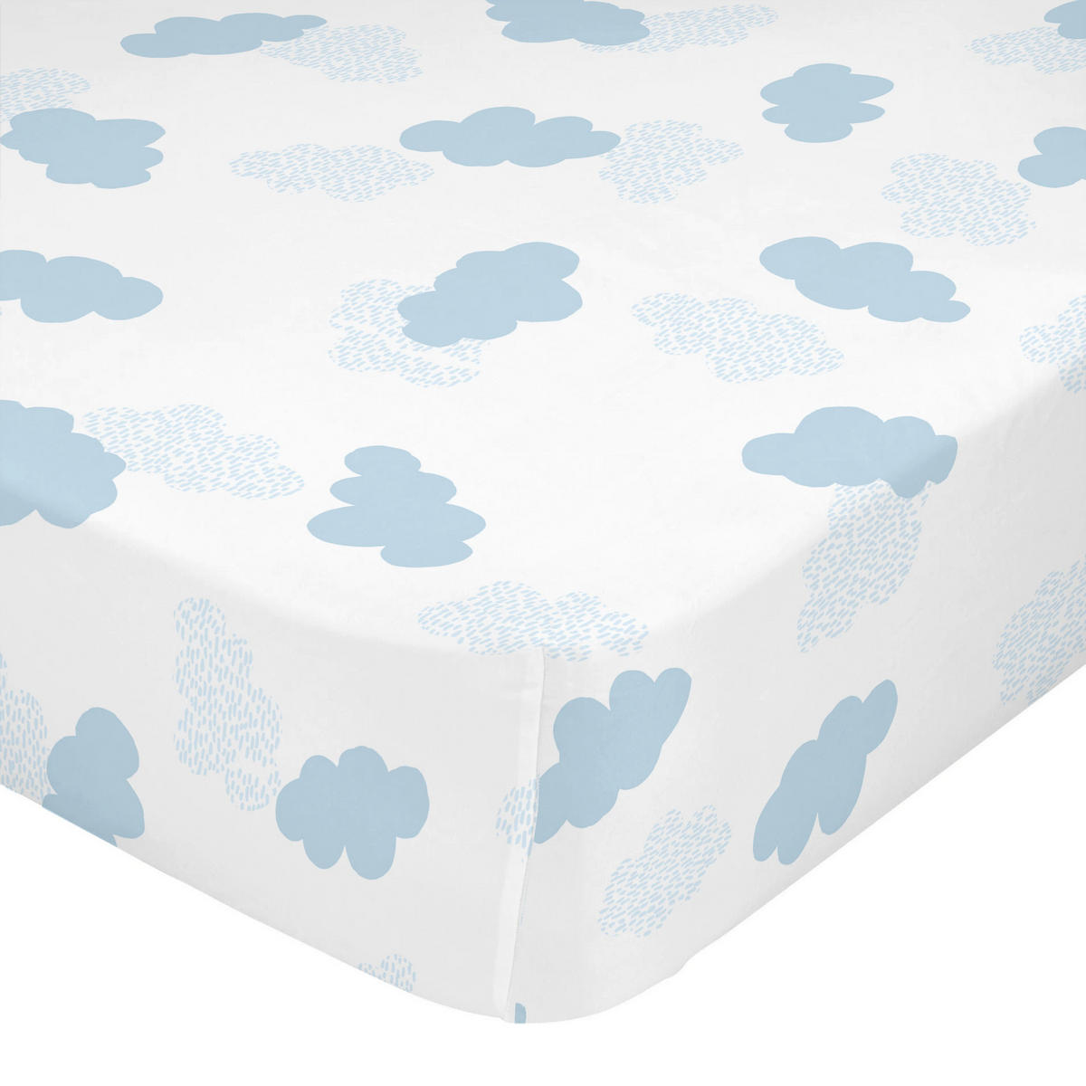 SPANNBETTTUCH clouds 105x200x32 cm blau - Blau, Textil (105/200cm) - Happy Friday