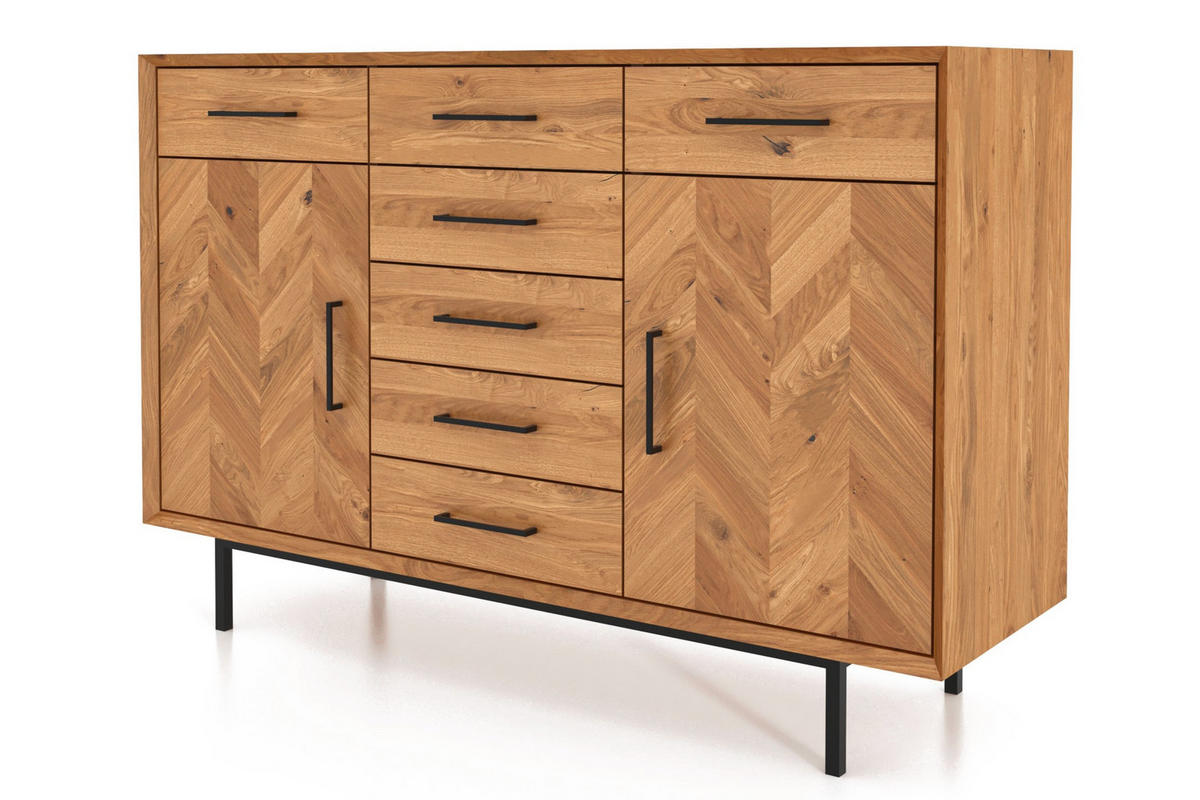 KOMMODE BREIT LEON Wildeiche - Wildeiche, Holz (144/95/45cm) - byoak