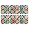 GLASUNTERSETZER 6er-Set Dekorationen - Kacheln - Spanisch - Vintage 10x10 cm - Petrol, Naturmaterialien (10/0.2cm) - MuchoWow