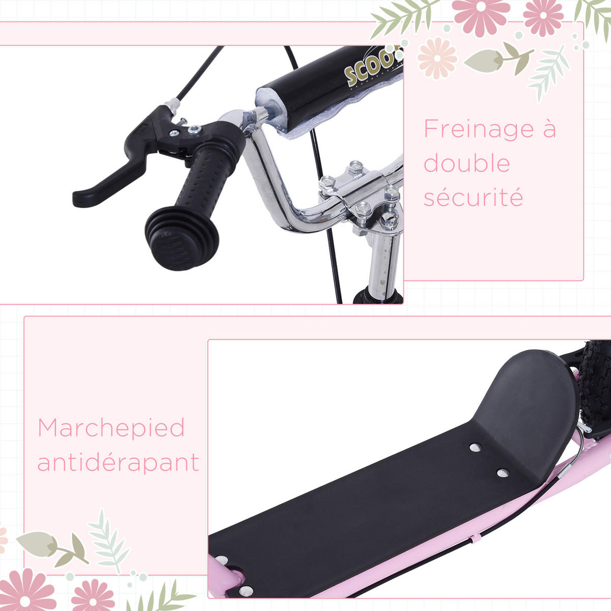 KINDERSCOOTER DE-16934 Große Luftreifen 41 cm mit Pegs Rosa - Pink, Metall (143/58/100cm) - ComfortXL