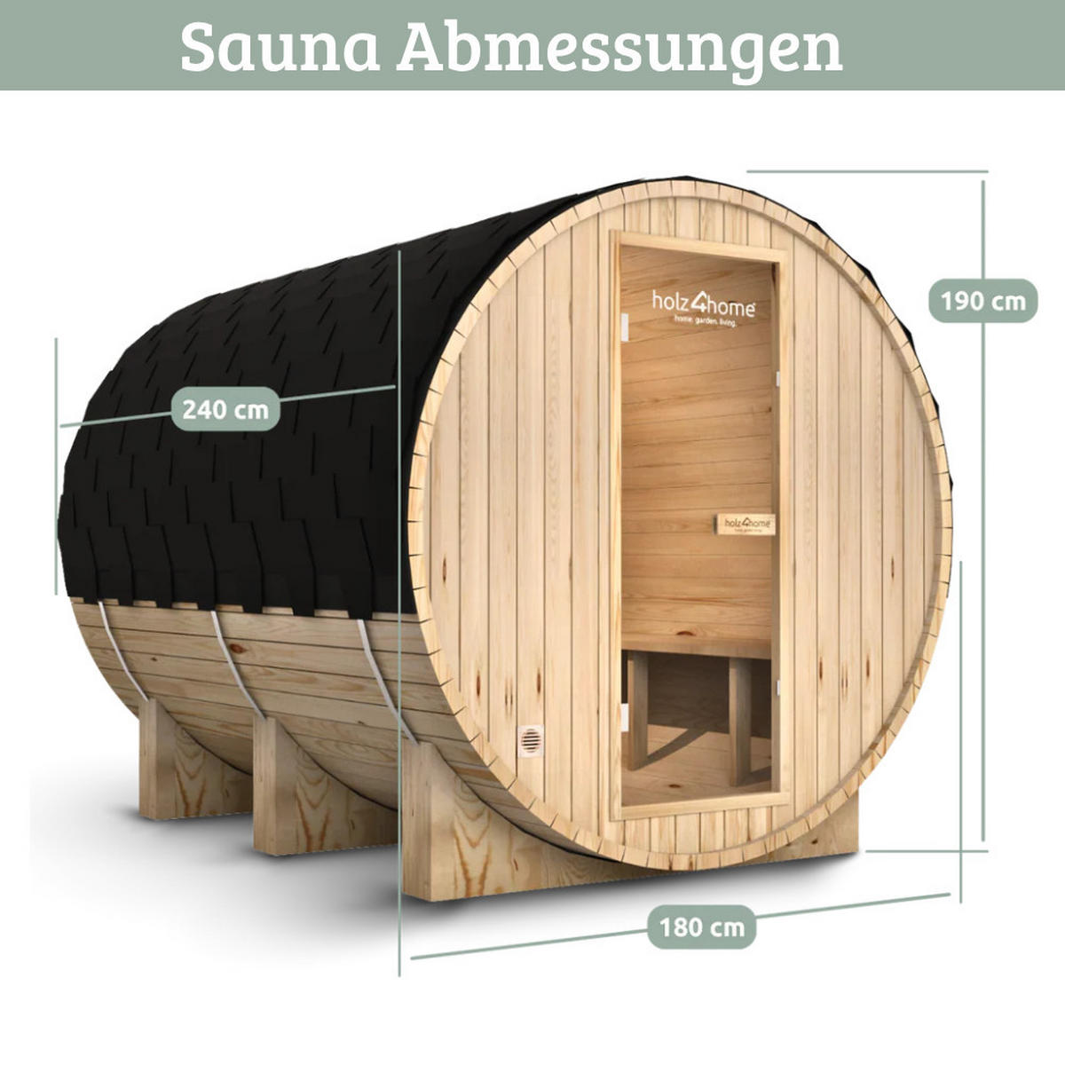 FASSSAUNA Outdoor mit Elektroofen PIET für 6 Personen Externe Montage - Braun, Holz (180/190/240cm) - DELUKE