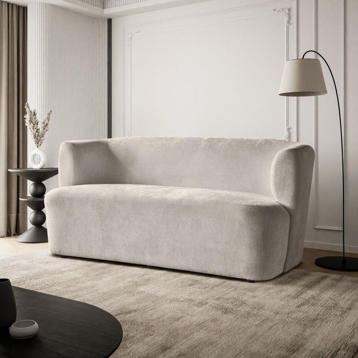 2-SITZER SOFA Nori cappuccino velour - Schwarz/Cappuccino, Kunststoff/Textil (150/68/72cm) - Beautysofa