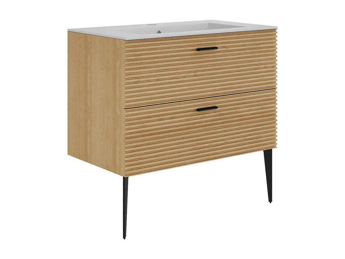EINZELWASCHTISCH - 80 cm x 46 cm - Holz, Platte - Naturfarben Hell - SARONE - Naturfarben, Holz (80/55/46cm) - Vente-Unique