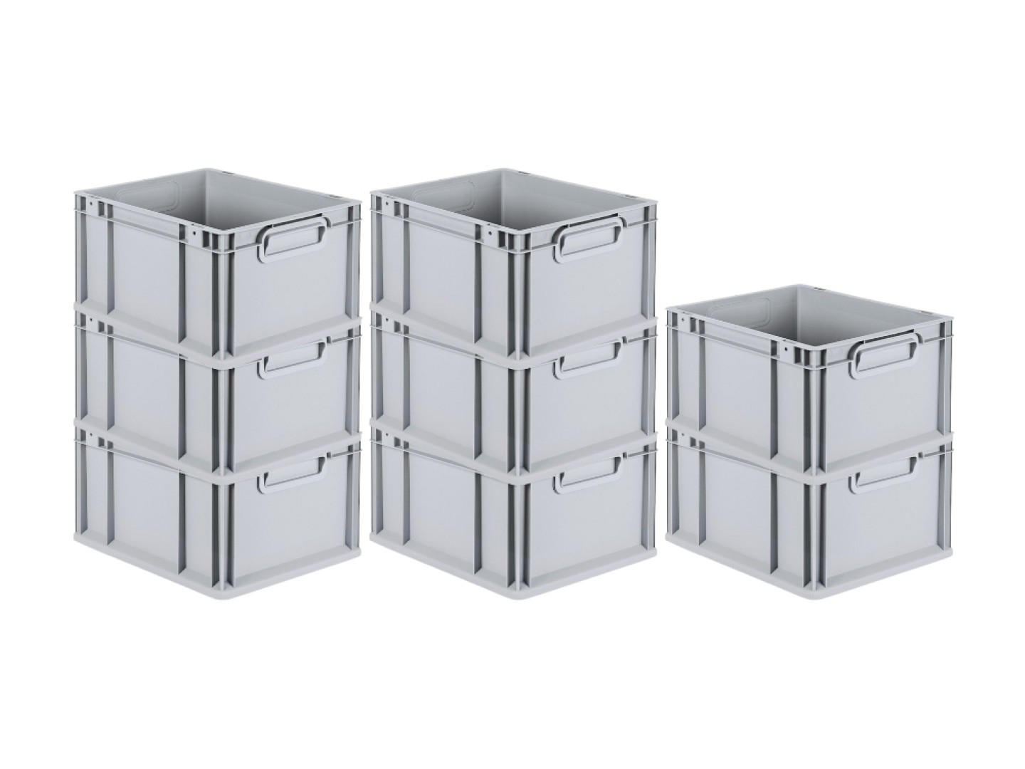 EUROBOX 8x Nextgen Economy Griffe Geschlossen 22x30x40cm 20 Liter - Grau, Kunststoff (30/22/40cm) - PROREGAL