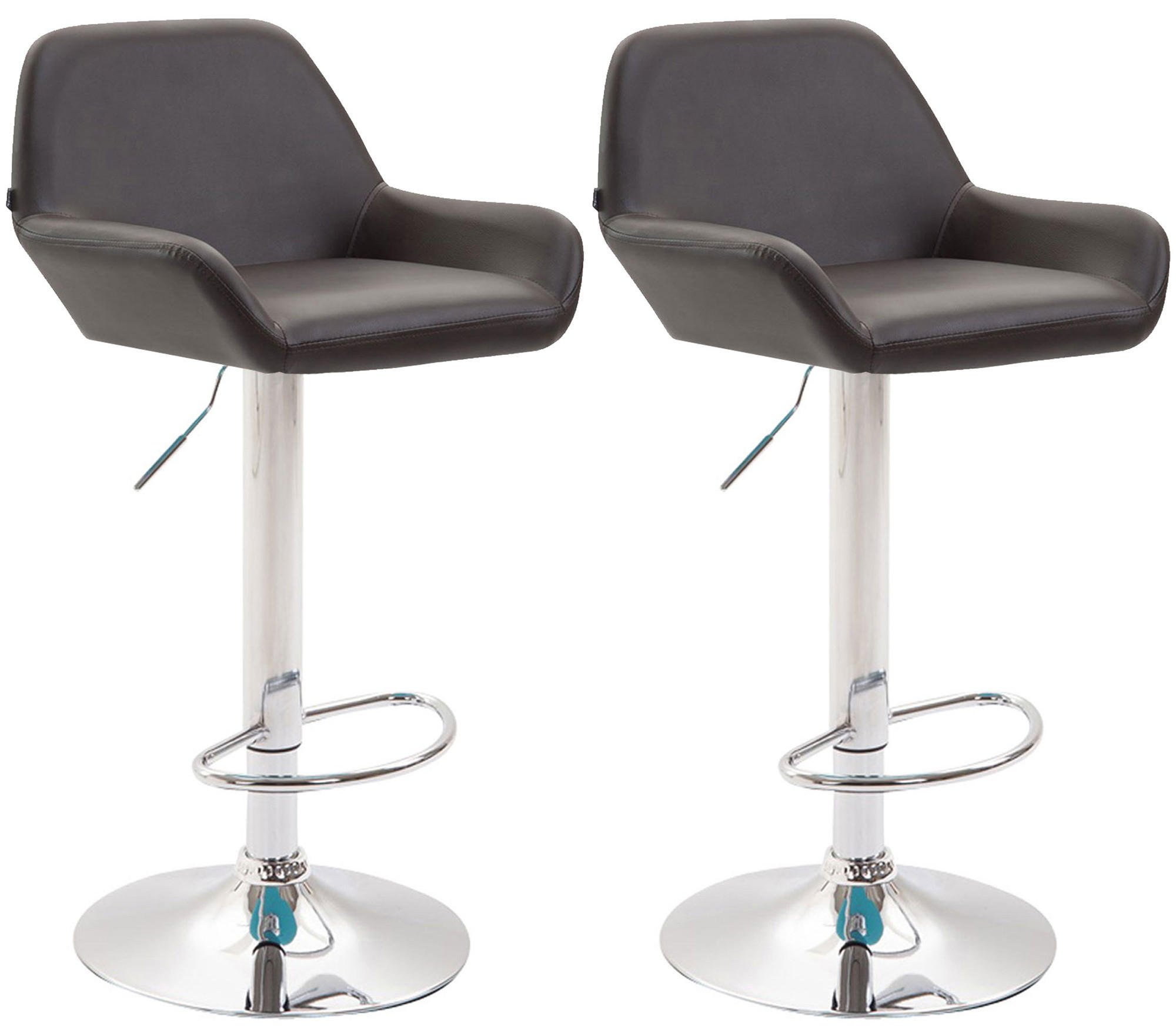 BARHOCKER 2er-Set DUBLIN Braun Kunstleder Chrom - Braun, Leder/Metall (51/89/52cm) - DELUKE