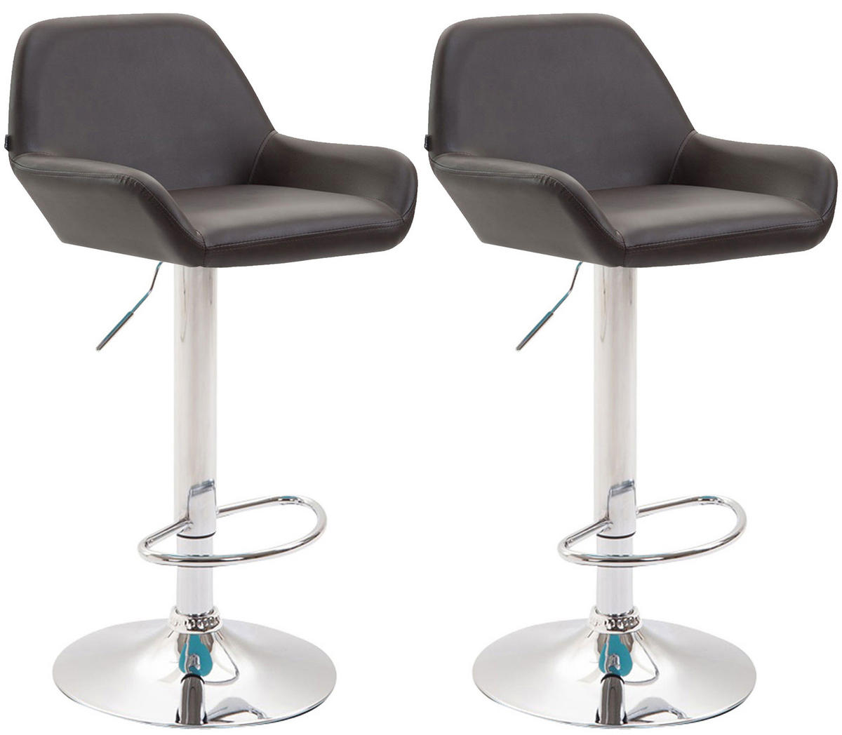 BARHOCKER 2er-Set DUBLIN Braun Kunstleder Chrom - Braun, Leder/Metall (51/89/52cm) - DELUKE