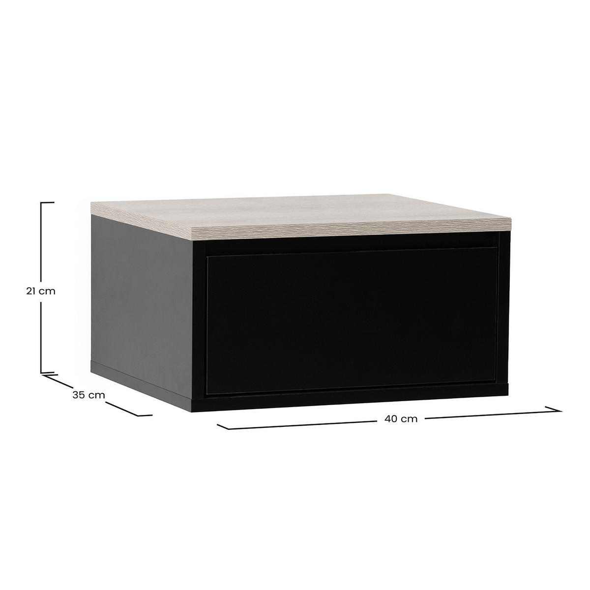 NACHTTISCHE schwebende – Set aus 2 schewebende Nachttischen Desi Schwarz/Eiche - Schwarz, Holzwerkstoff (40/21/35cm) - VS Venta-stock