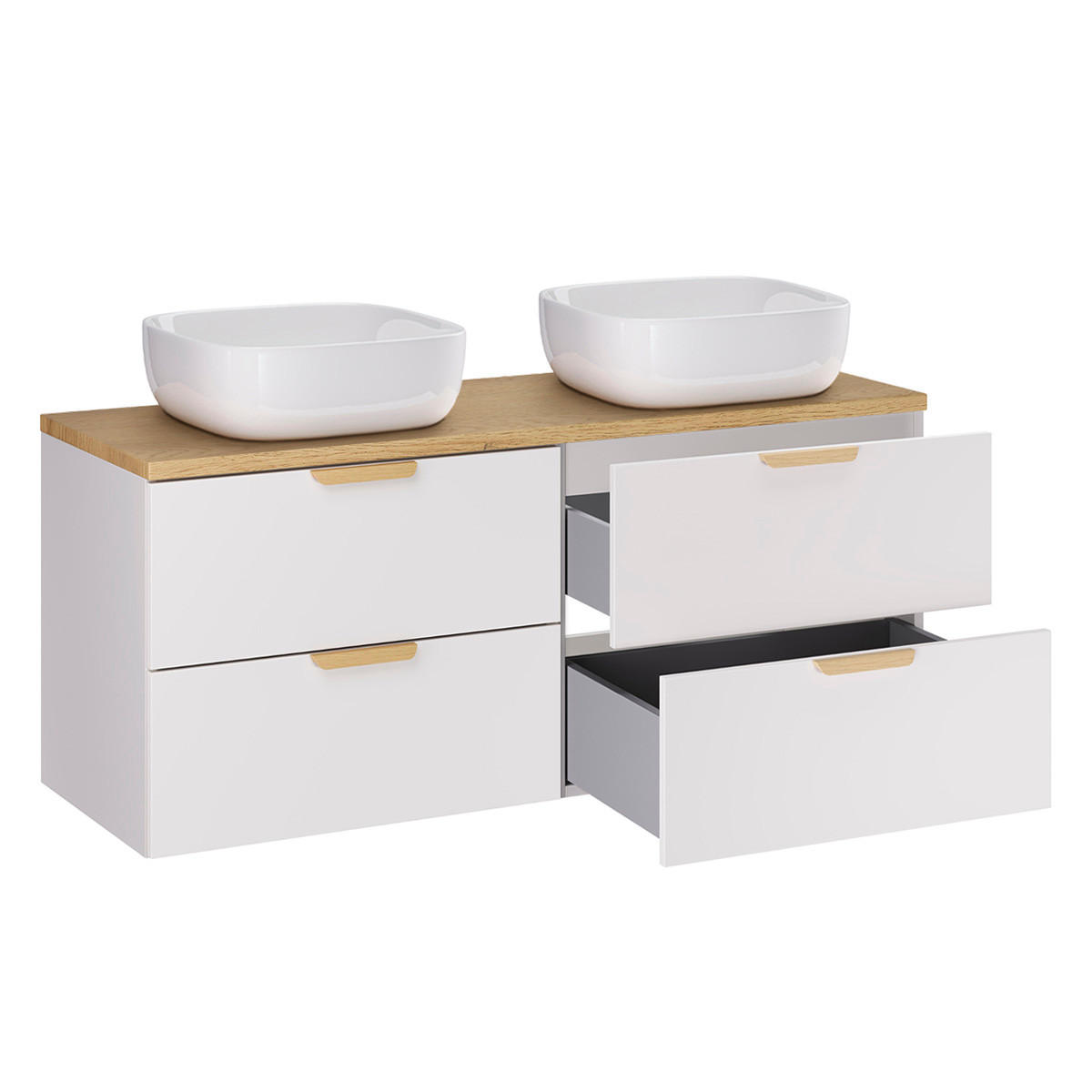 BADMÖBEL 120.6cm Oria 2er-Set Weiß - Weiß, Holzwerkstoff (120.6/50/46.5cm) - Petits-meubles