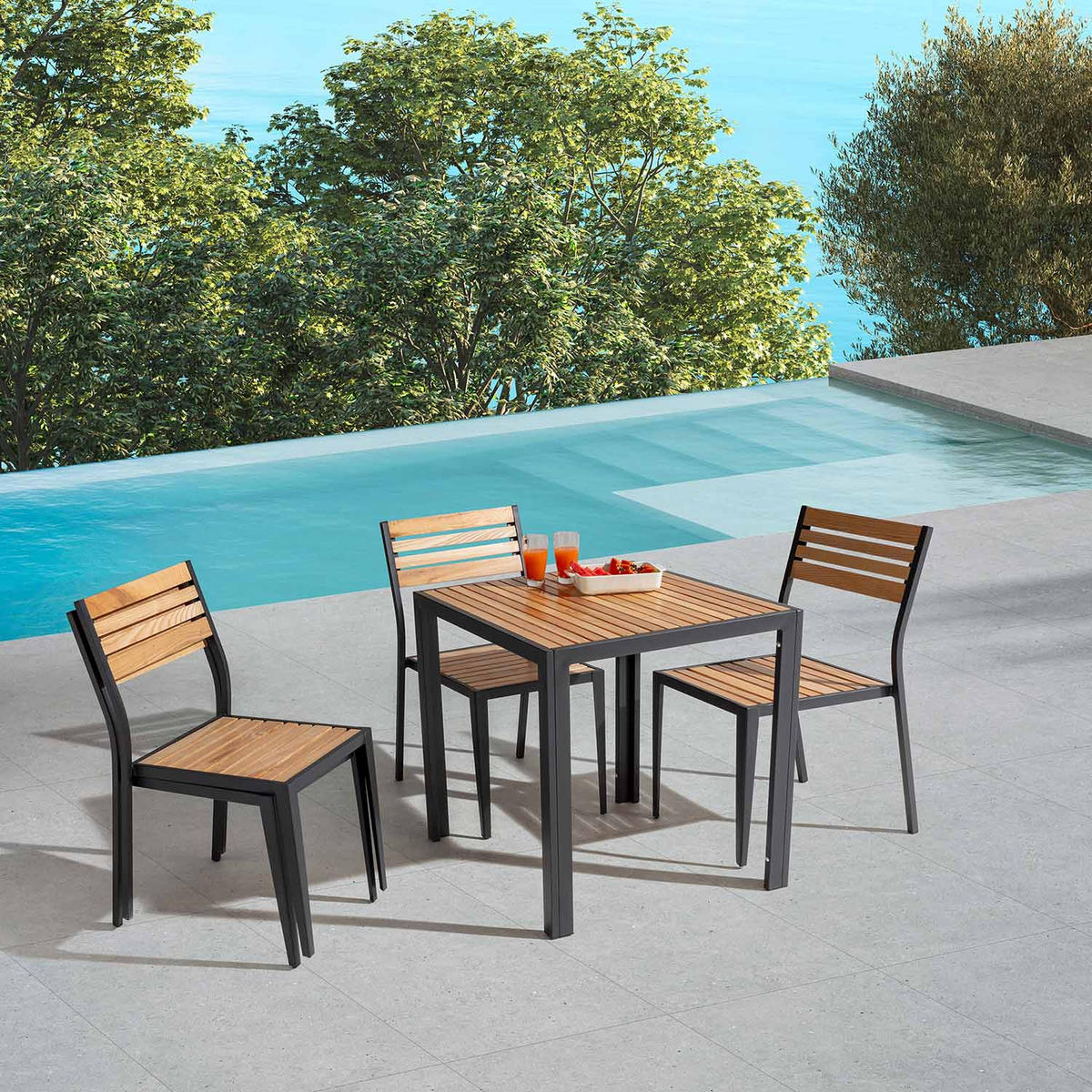 GARTENKLAPPTISCH Coral 70/70/72 cm Metall - Schwarz, Metall (70/70/72cm) - VS Venta-stock