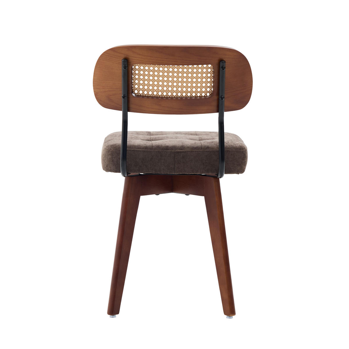 ESSZIMMERSTUHL 2er Set 360° drehbar, Wiener Geflecht, Chenille, Massivholz, Dunkelbraun - Dunkelbraun/Walnussfarben, Holz/Textil (43/77/50cm) - LVHOM