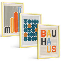 BILDER SET 3er Set - 40x60 cm Goldrahmen - Geometrische Muster im Bauhaus-Stil - Goldfarben, Kunststoff (40/60cm) - TULUP