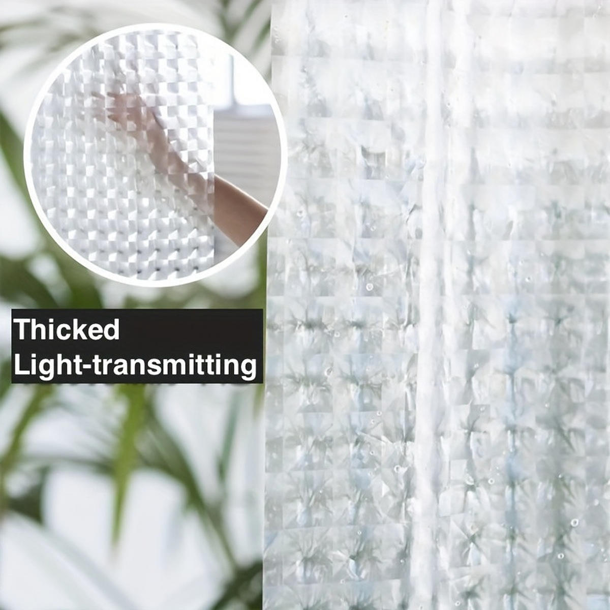 DUSCHVORHANG PEVA Katze 3D wasserdicht schimmelresistent Badezimmer transparent dick mit Haken - Transparent, Kunststoff (180/180cm) - MCBOSON