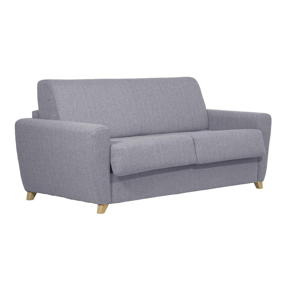 SCHLAFSOFA Skandinavisch Matratze 18 cm Hellgrauer Stoffbezug 3-Sitzer GRAHAM - Hellgrau, Textil (100/88/195cm) - Miliboo