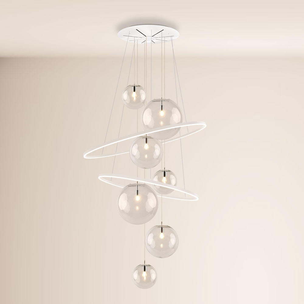 LED-GALERIELAMPE Galaxy Weiß/Klar - Weiß, Metall (150/150/500cm) - s.luce