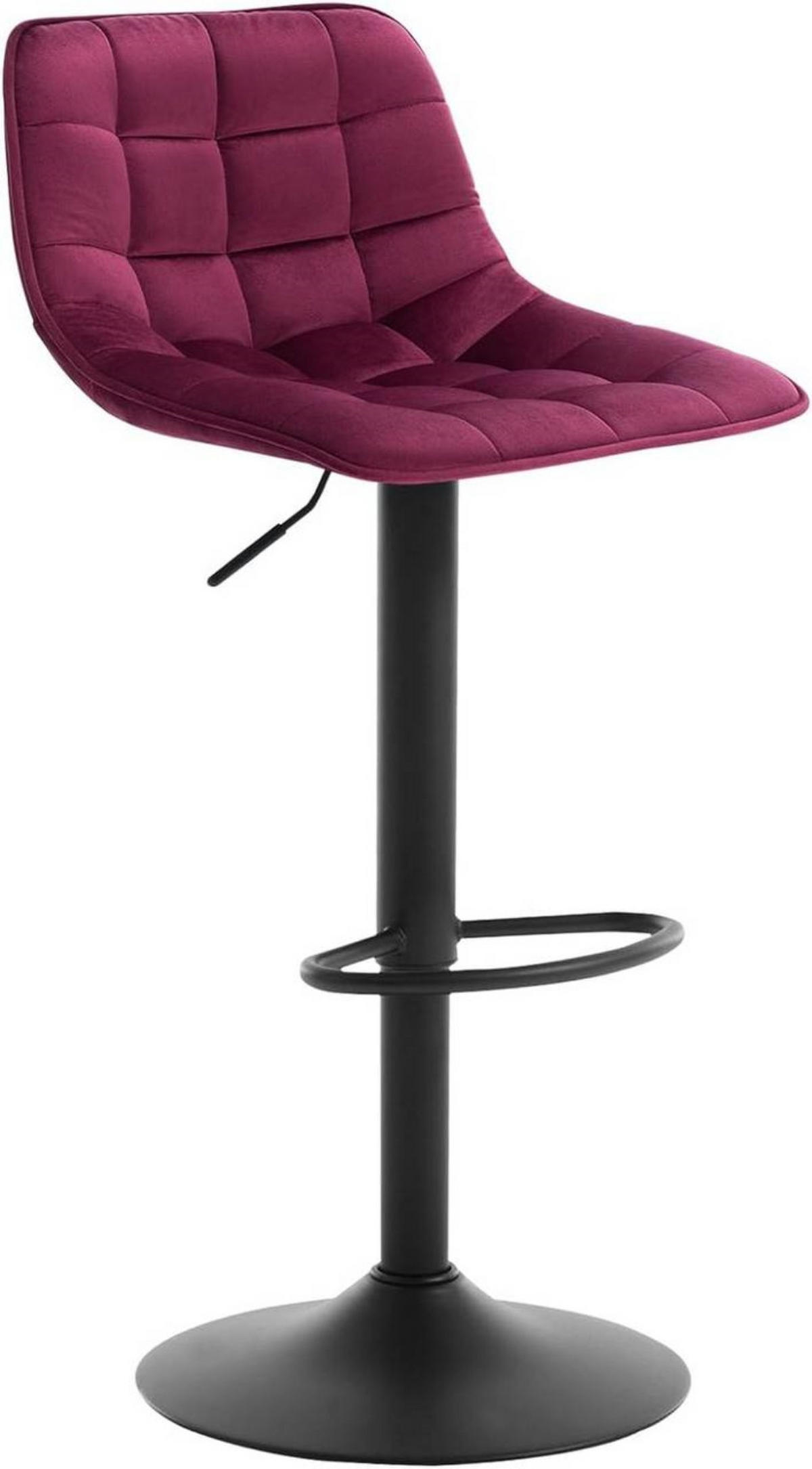 BARHOCKER aus Samt und Metall, Bordeaux - Bordeaux/Schwarz, Textil/Metall (42.5/82.5/38.5cm) - Woltu