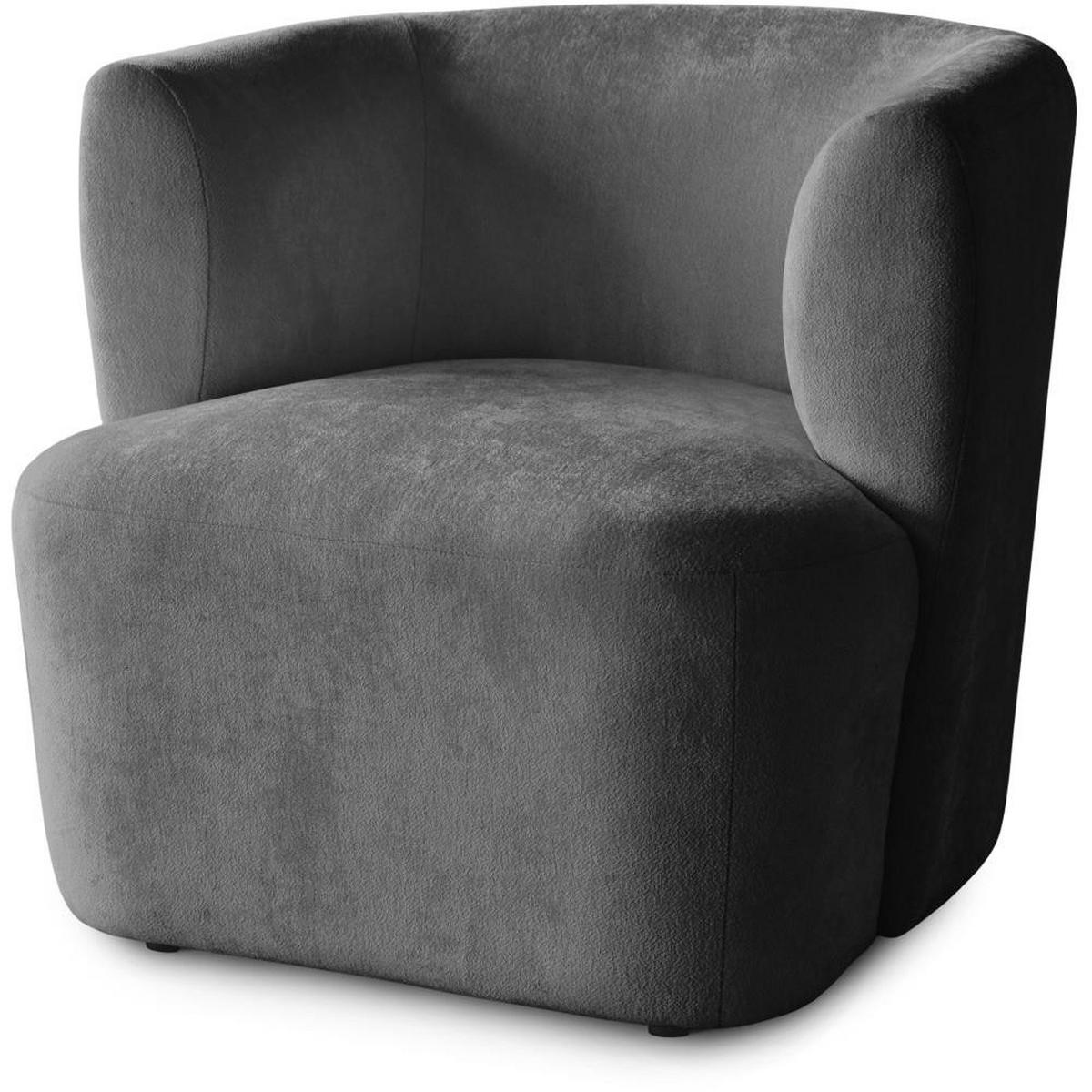 SESSEL Nori dunkelgrau velour - Dunkelgrau/Schwarz, Kunststoff/Textil (75/68/72cm) - Beautysofa