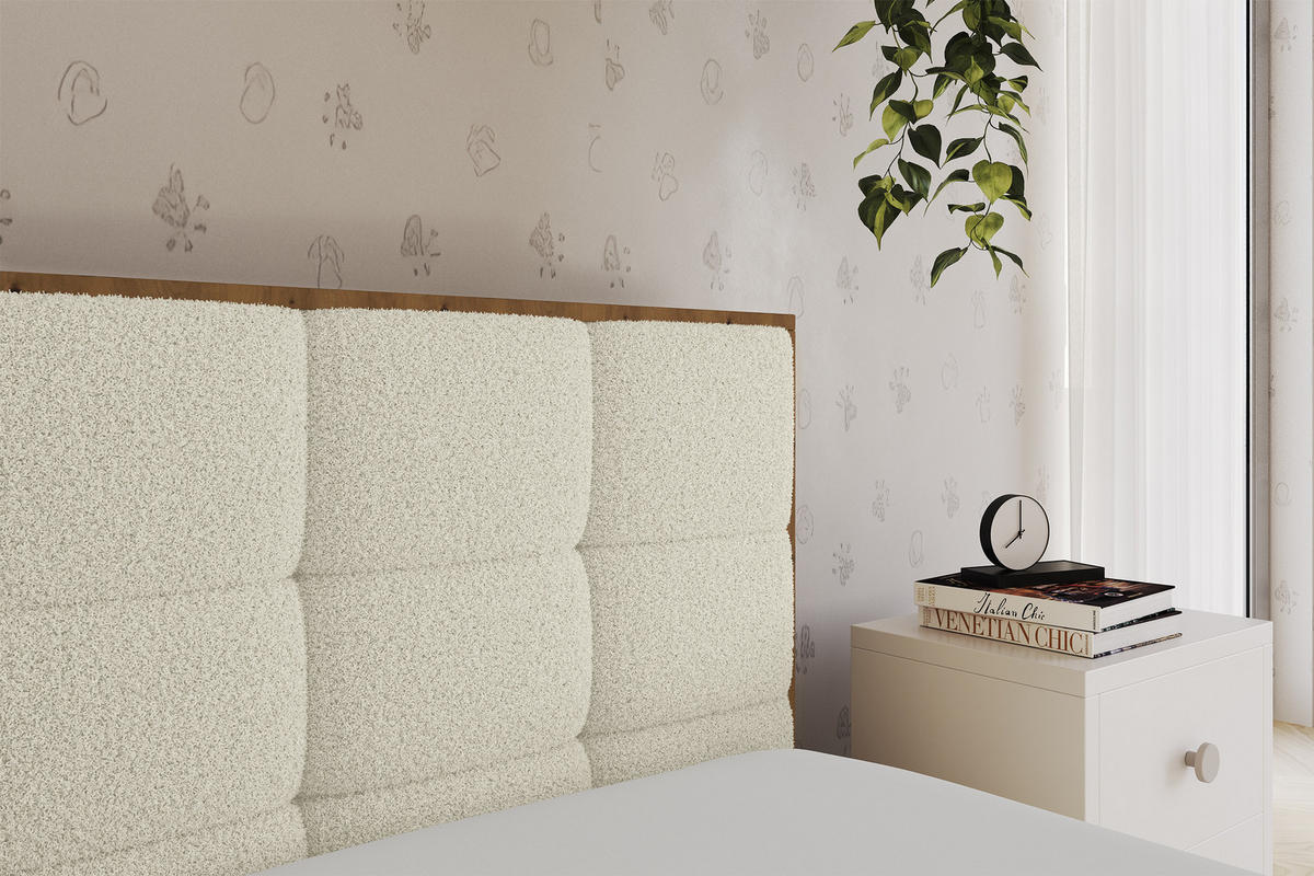 EINZELLBETT Jugendbett mit Bettkasten und Matratze H3/H4, Links - SOVY 90x200 Beige - Champagner, Holzwerkstoff/Textil (90/200cm) - ALTDECOR