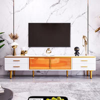 TV-SCHRANK Lowboard 170x37x47 cm Marmoroptik LED - Weiß, Holzwerkstoff (170/47/37cm) - Fortuna Lai
