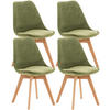 STUHL 4er Set Samt hellgrün - Eukalyptusholzfarben/Hellgrün, Holz/Textil (49/83/50cm) - CLP