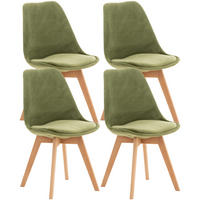 STUHL 4er Set Samt hellgrün - Eukalyptusholzfarben/Hellgrün, Holz/Textil (49/83/50cm) - CLP