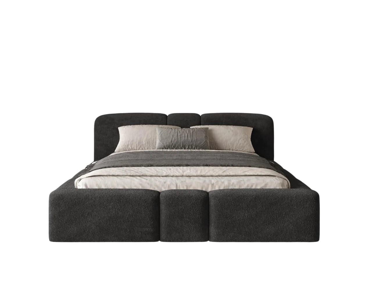 POLSTERBETT Monte 160x200 cm mit stabilem Metallrahmen, Bettkasten und Stauraum, Doppelbett mit Kopfteil - Monte Schwarz - Schwarz, Holzwerkstoff (160/200cm) - Chilly