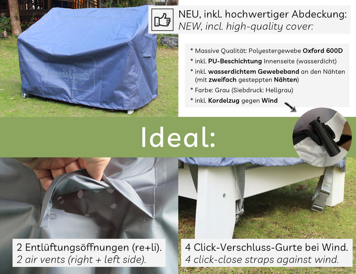 GARTENBANK Chesty2 - Weiß, Holz (115/85/58cm) - needs&wants