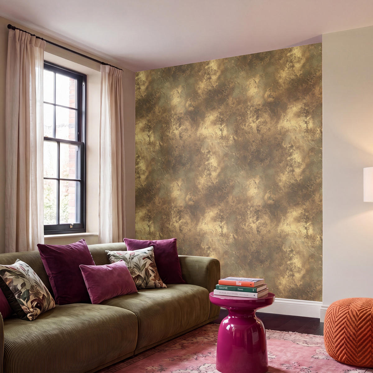 TAPETE - Antik - Metallic-Look - Gold - 200x200 cm - Messingfarben, Papier (200/200cm) - OnlyWow