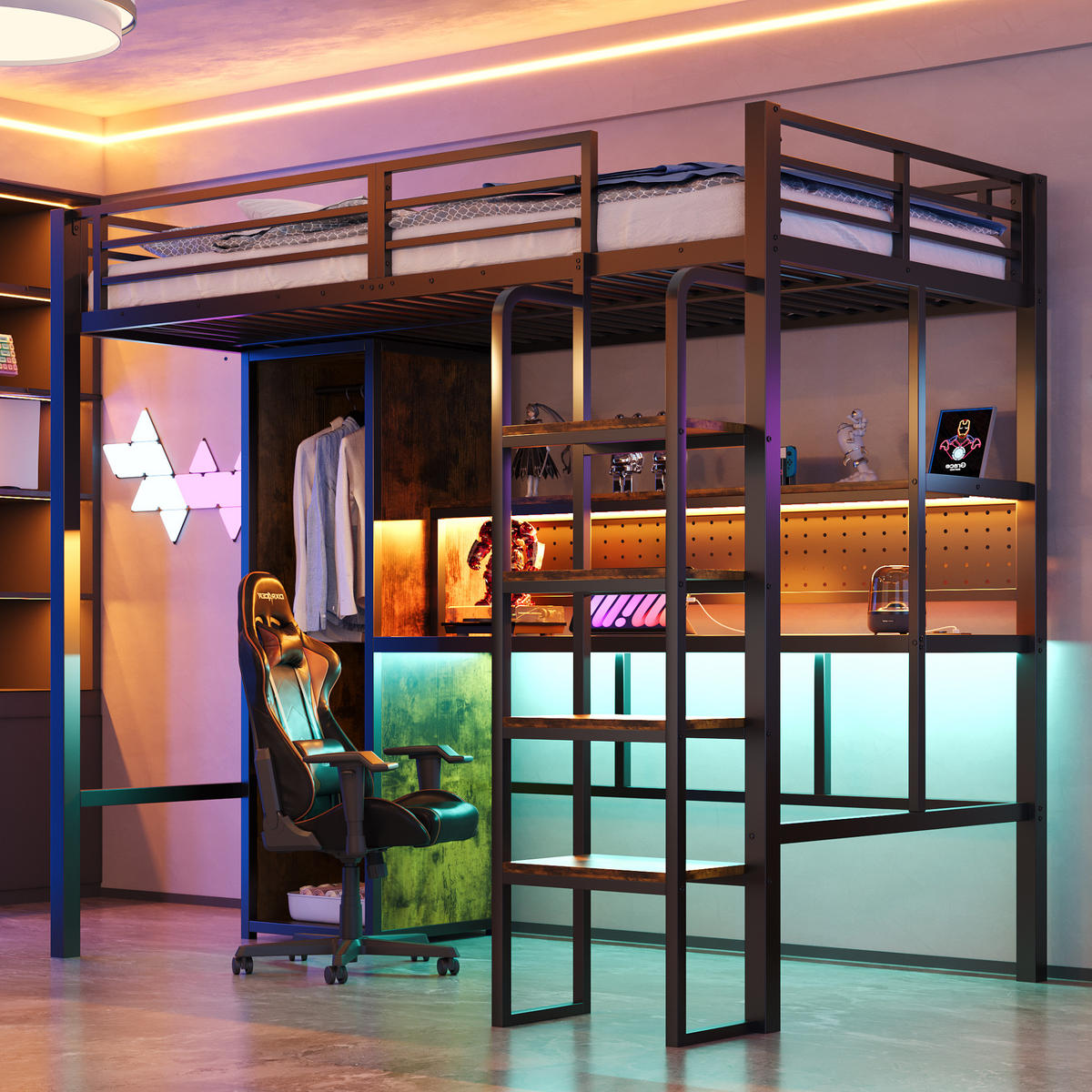 HOCHBETT Metall 90/200 cm Schwarz - Schwarz, Holzwerkstoff/Metall - Raumix