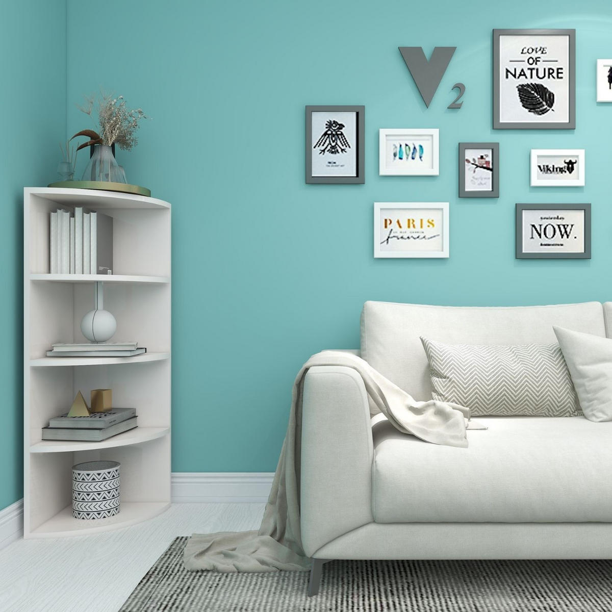 ECKREGAL CORNER 120 Holz Weiß 4 Etagen 40/40/120 cm - Weiß, Holzwerkstoff (40/120/40cm) - Coemo