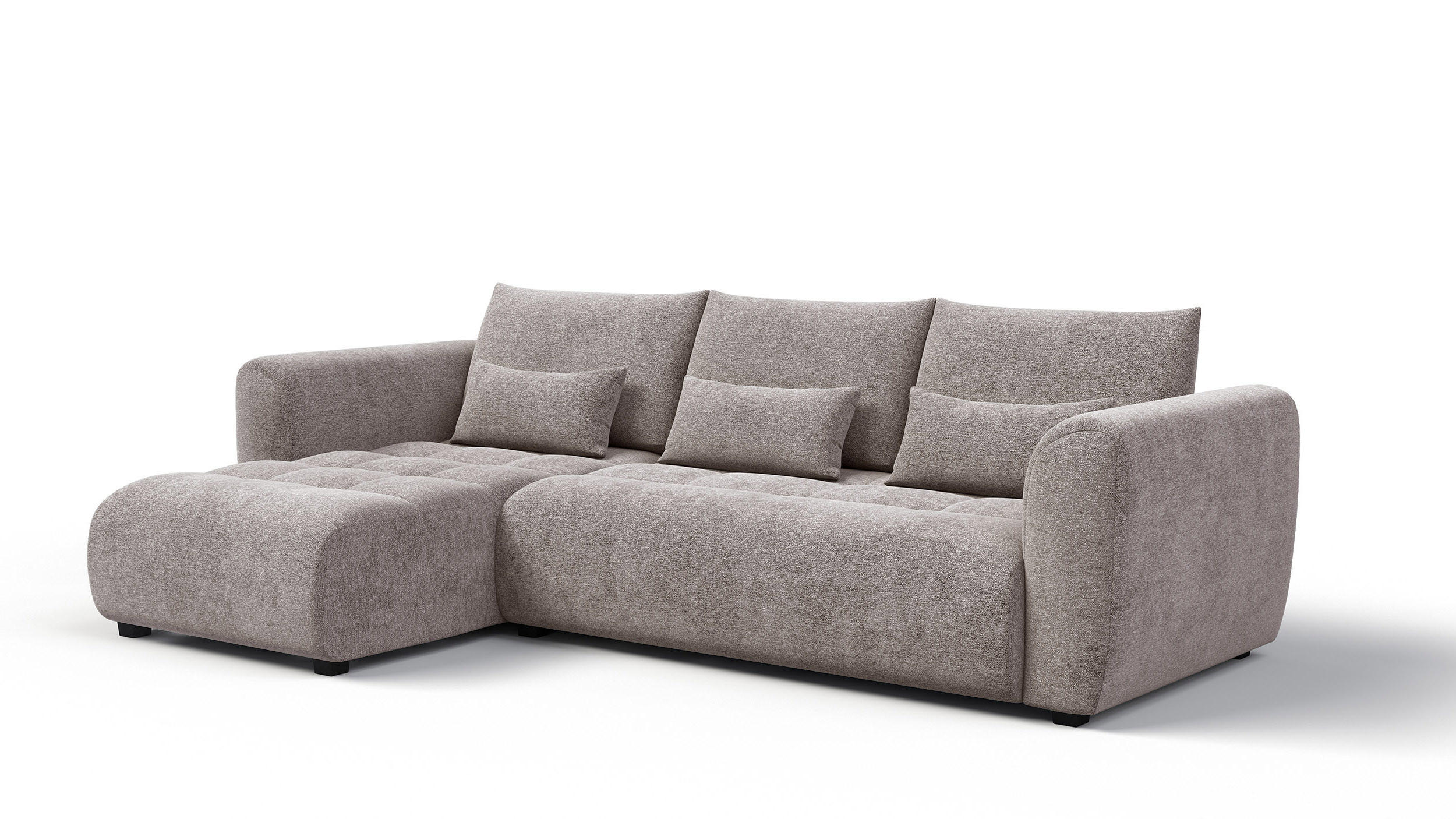 ECKSOFA SORENO 4-Sitzer, dunkelbeige - Beige/Schwarz, Holz/Textil (293/171cm) - Courtois Laville