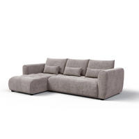 ECKSOFA SORENO 4-Sitzer, dunkelbeige - Beige/Schwarz, Holz/Textil (293/171cm) - Courtois Laville