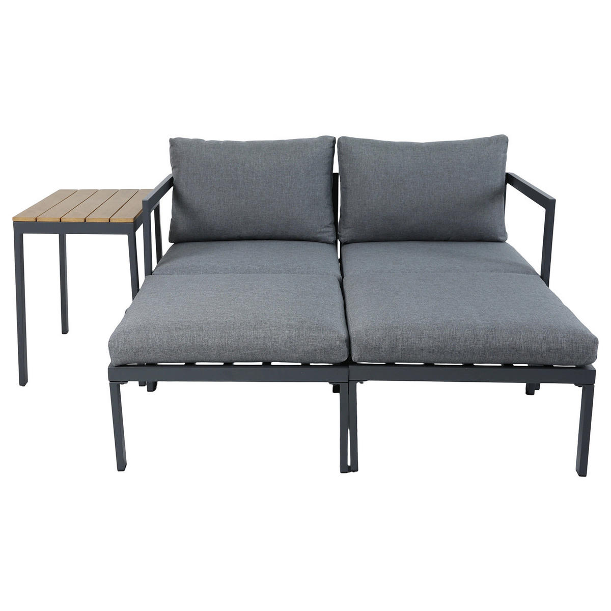 MODULARES LOUNGESET - 5-teilig - Stahl / Olefin - Grau - Grau, Kunststoff/Textil - home24