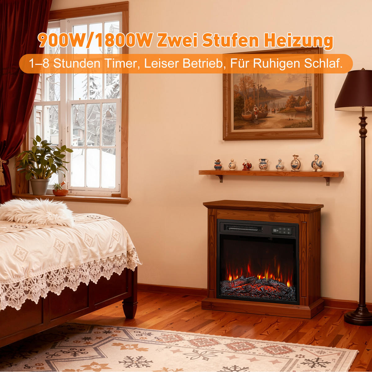 18" Elektrokamin mit Schrank - Braun, Metall (48.5/45.5/13.5cm)