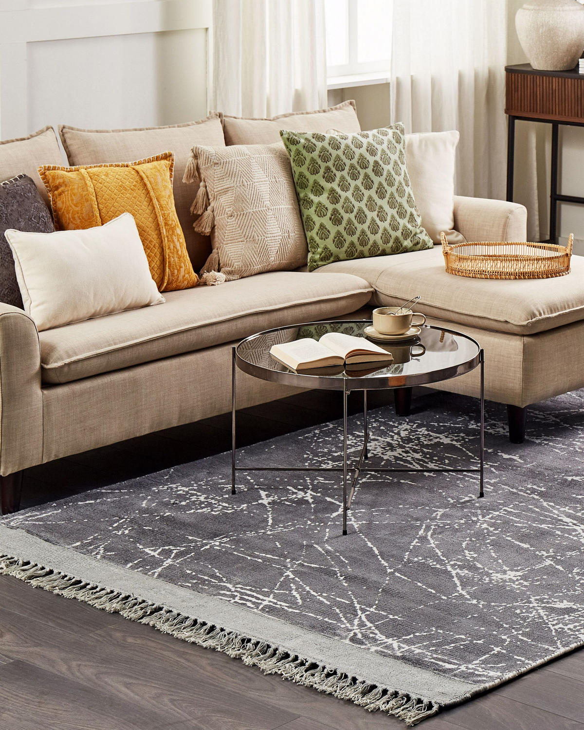 KURZFLOR-TEPPICH Hanli 200/140 cm - Grau, Naturmaterialen (140/200cm) - Beliani