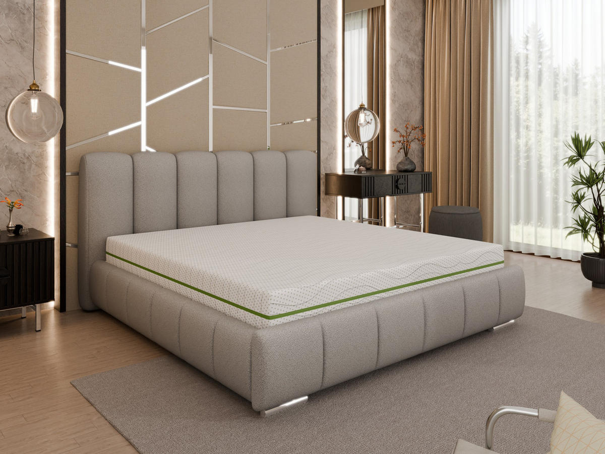 POLSTERBETT Zaira 180x200cm – Elegantes Polsterbett für modernen Wohnstil , ZONIERTE MULTI-TASCHEN-FEDERKERN (24cm), hellgrau - Hellgrau, Holz (180/200cm) - Homesy