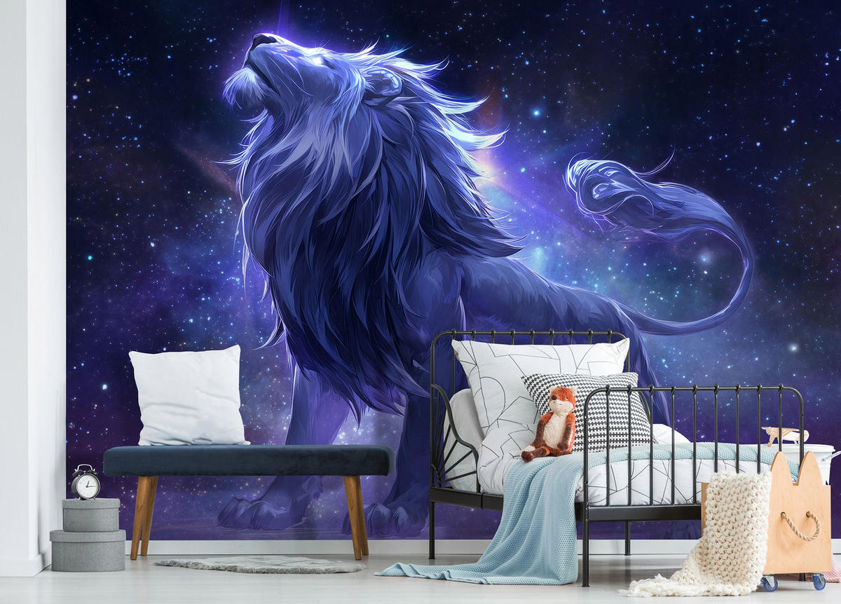 FOTOTAPETE Löwe Tiere Lila 300x210 cm - Multicolor, Papier (300/210cm) - Wallarena