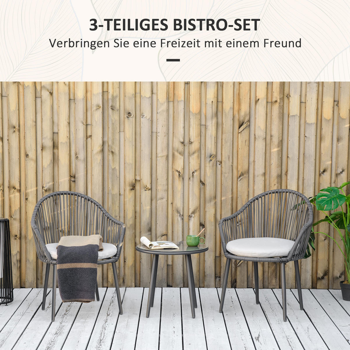 GARTENMÖBEL Set, Stahl, PE, Dunkelgrau - Dunkelgrau, Metall - Outsunny