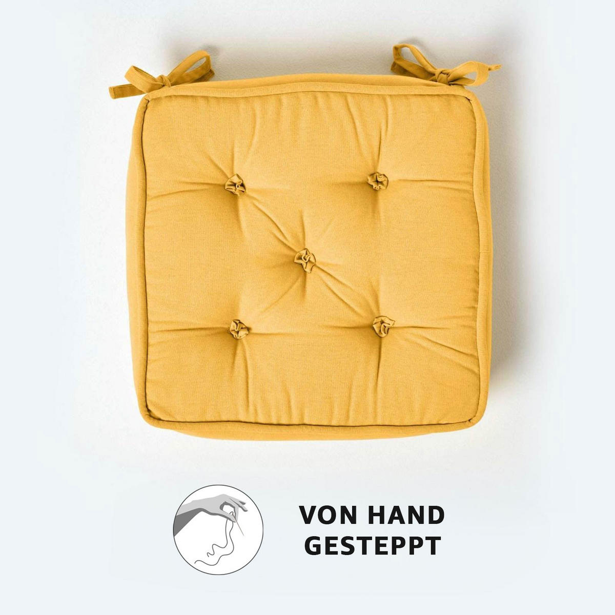 SITZKISSEN senfgelb 40/40/10 cm – Stuhlkissen Baumwolle - Gelb, Textil (40/40/10cm) - Homescapes