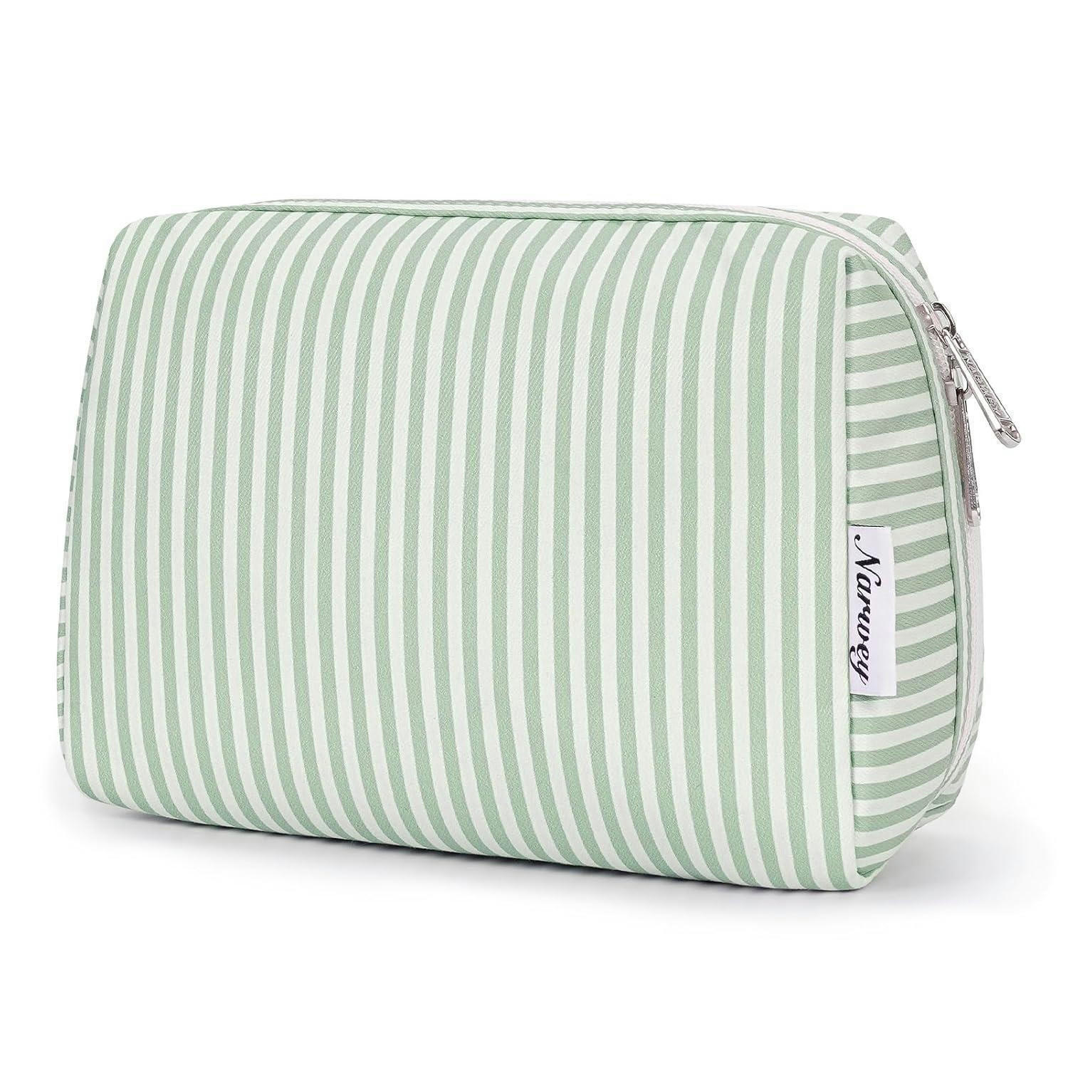 KULTURTASCHE mit Streifen Hellgrün Groß 22 x 15 x 10 cm - Hellgrün, Textil (10/15/22cm)