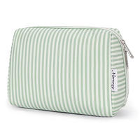 KULTURTASCHE mit Streifen Hellgrün Groß 22 x 15 x 10 cm - Hellgrün, Textil (10/15/22cm)
