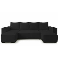 WOHNLANDSCHAFT CUDDY Umit Schlaffunktion und Bettkasten, Farbe: Schwarz, Cordstoff - Schwarz, Textil (305/85/140cm) - Storez24