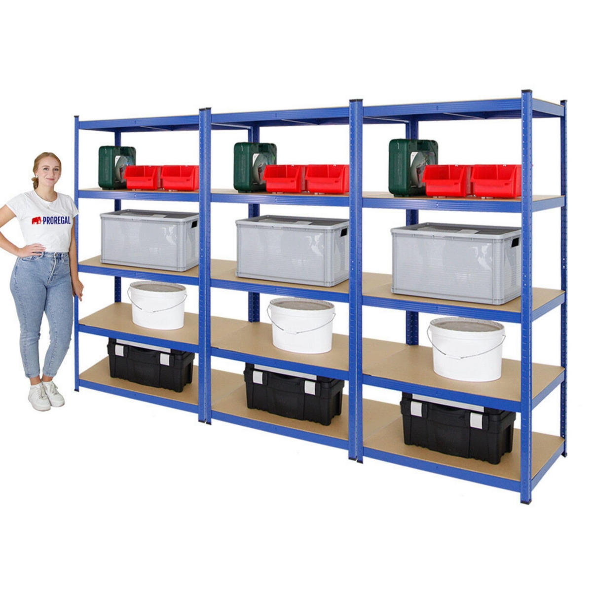 SCHWERLASTREGAL Taurus 3er-Set mit 3x 180x90x60 cm Fachlast 175 kg Blau - Blau, Metall (270/180/60cm) - PROREGAL