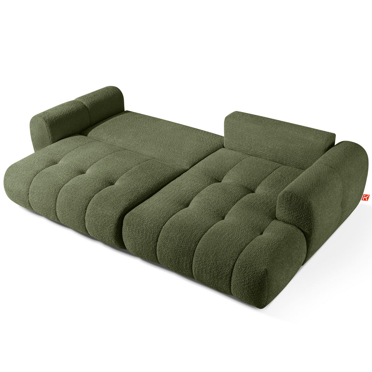 ECKSOFA RECHTS LIRA, Olivgrün, Bouclé - Olivgrün, Holz/Holzwerkstoff (295/112cm) - KONSIMO®
