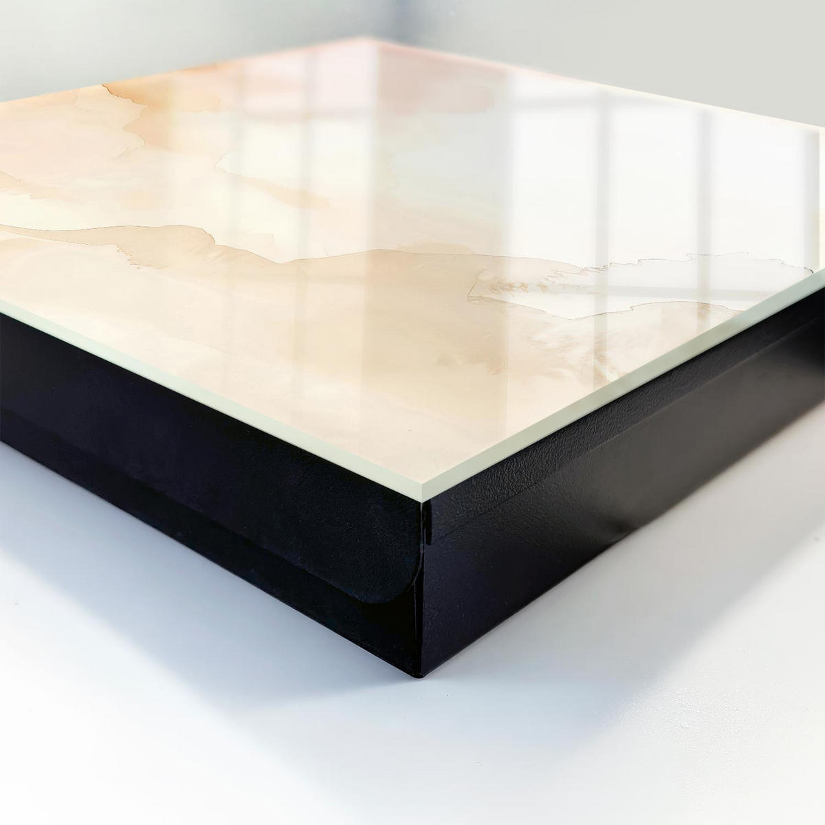 SCHLÜSSELBOX Schwarz 30x30 cm- Türöffnung nach rechts - Lichtlandschaft - Creme, Metall (30/30/5cm) - TULUP