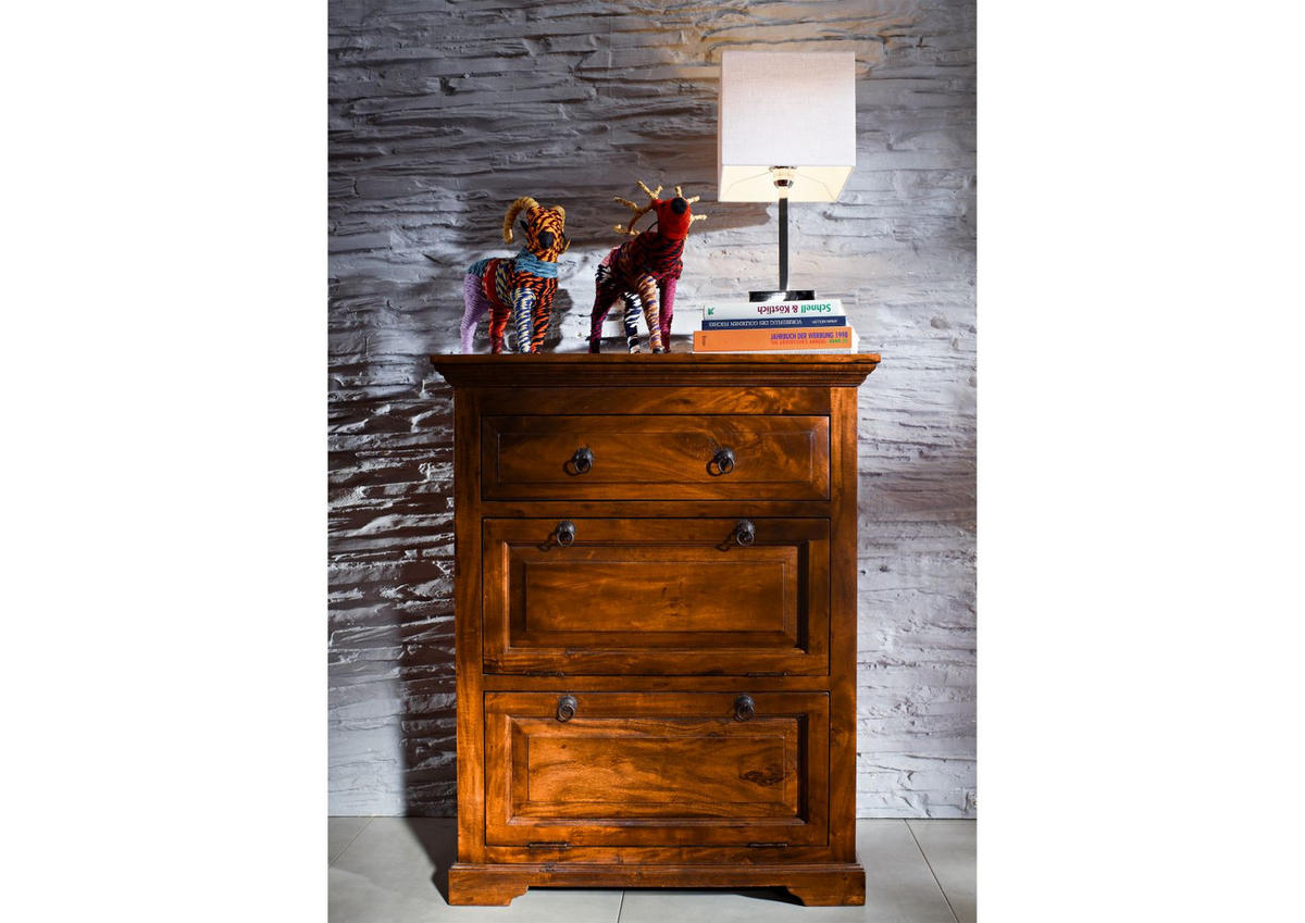KOMMODE Akazie 80x45x100 honig lackiert OXFORD #0904 - Braun, Holz (80/100/45cm) - Massivmoebel24