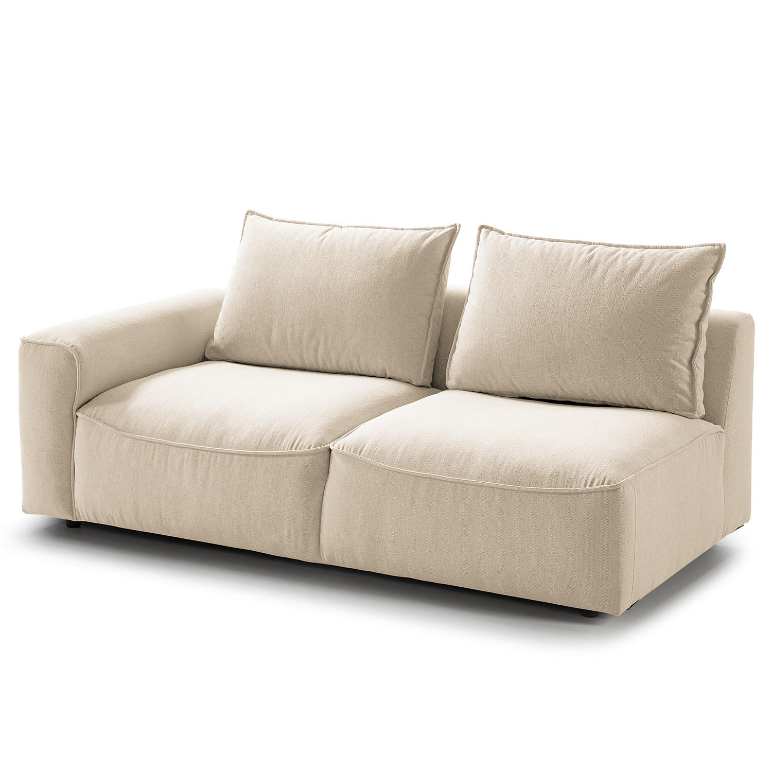 2,5-SITZER SOFA - modular - Beige/Schwarz, Holz/Kunststoff (189/80/99cm) - home24