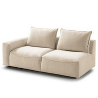 2,5-SITZER SOFA - modular - Beige/Schwarz, Holz/Kunststoff (189/80/99cm) - home24
