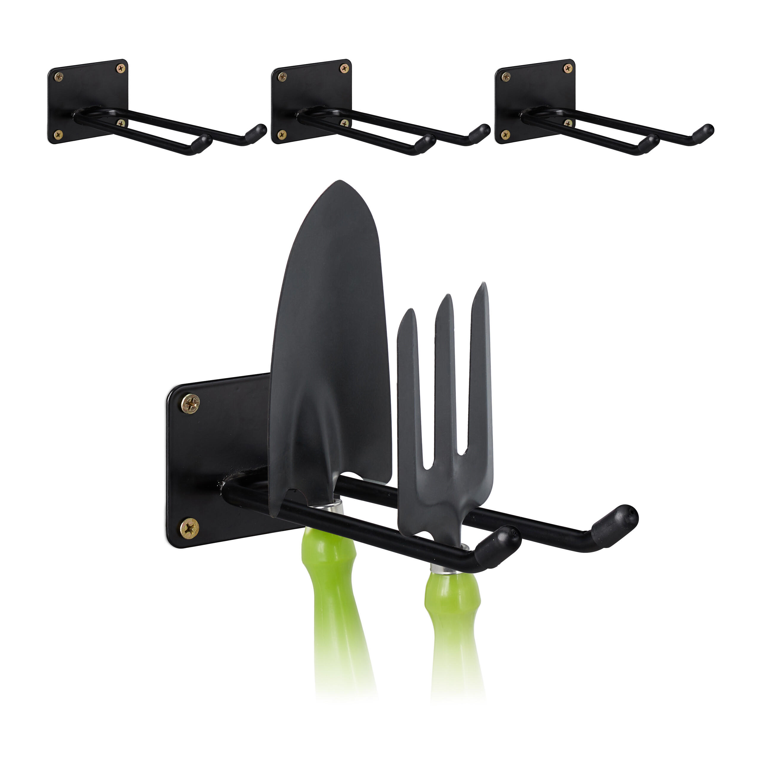 4xWANDHAKEN - Schwarz, Kunststoff/Metall (9/7.5/24cm) - Relaxdays