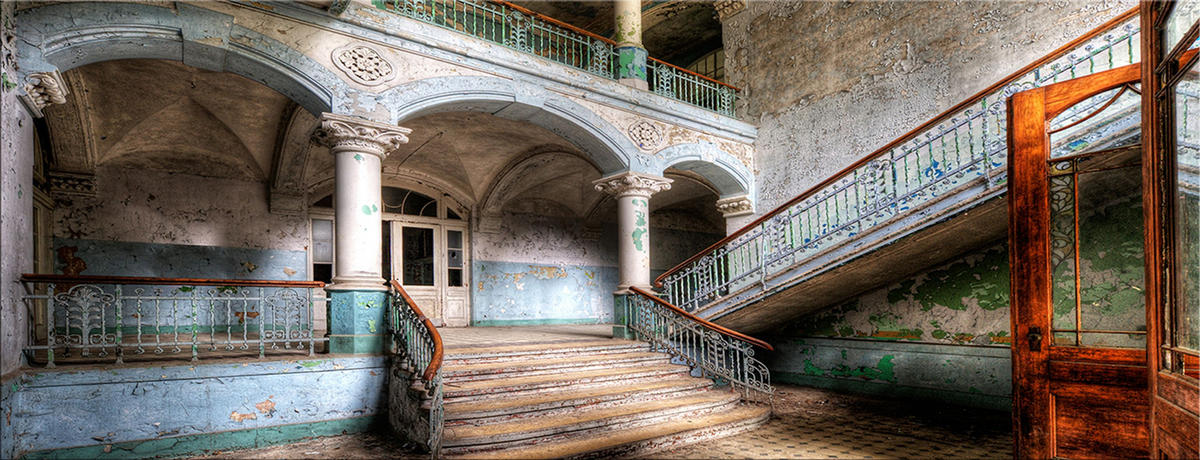 GLASBILD 80x30 cm Lost Place Architektur - Beige, Glas (80/30cm) - artissimo